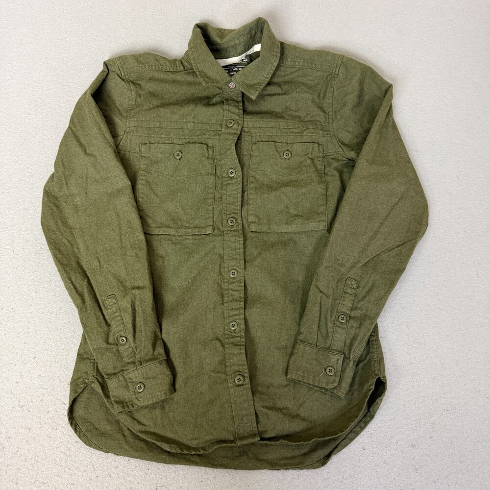 REI Co-op Women’s XS Olive Green Organic Cotton Button Up Utility Shirt